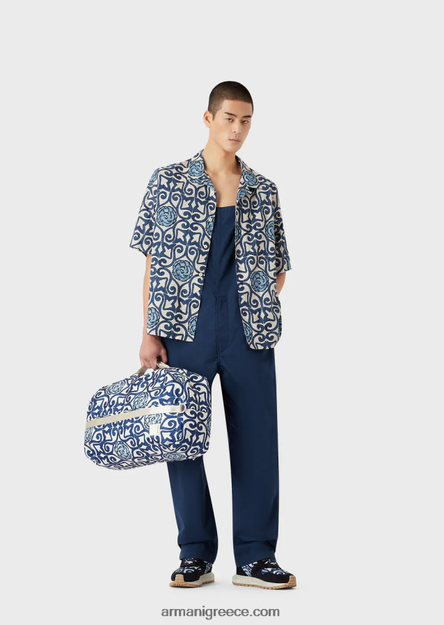 άνδρες Armani βιώσιμη συλλογή ανακυκλωμένων μπουντρών από καμβά 4046R61523 μπλε