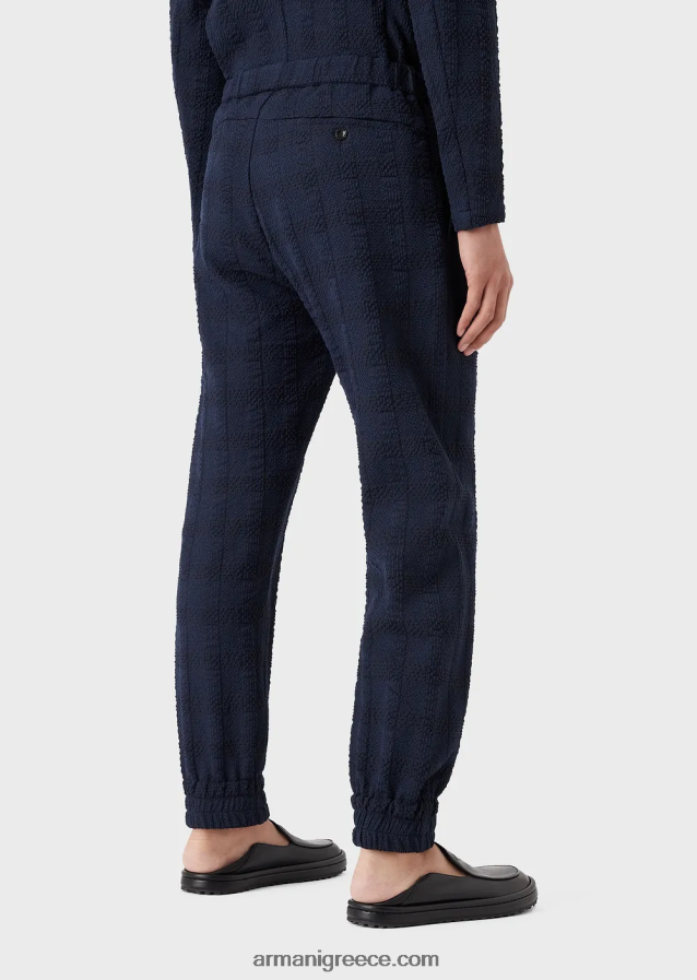άνδρες Armani Τρισδιάστατο μάλλινο παντελόνι με εφέ Prince of Wales με ελαστικές μανσέτες στον αστράγαλο 4046R61369