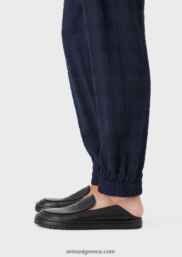 άνδρες Armani Τρισδιάστατο μάλλινο παντελόνι με εφέ Prince of Wales με ελαστικές μανσέτες στον αστράγαλο 4046R61369