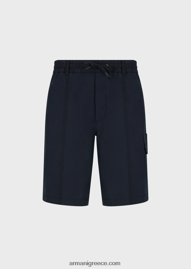 άνδρες Armani Σορτς cargo με κορδόνι pima ποπλίνα 4046R61479 ναυτικό μπλε