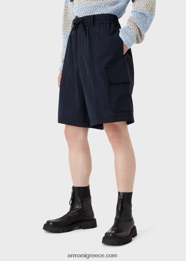 άνδρες Armani Σορτς cargo με κορδόνι pima ποπλίνα 4046R61479 ναυτικό μπλε