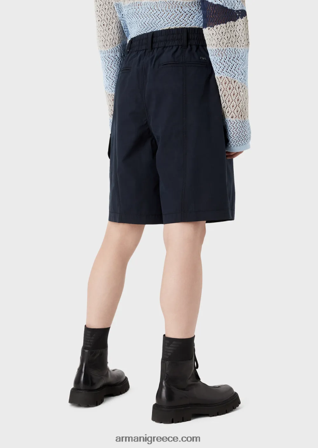 άνδρες Armani Σορτς cargo με κορδόνι pima ποπλίνα 4046R61479 ναυτικό μπλε
