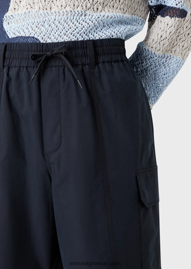 άνδρες Armani Σορτς cargo με κορδόνι pima ποπλίνα 4046R61479 ναυτικό μπλε