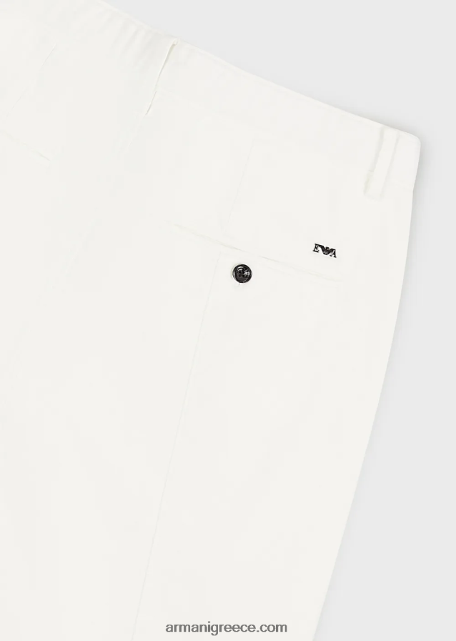 άνδρες Armani βαμβακοσατινέ chino με ραβδώσεις 4046R61482 άσπρο