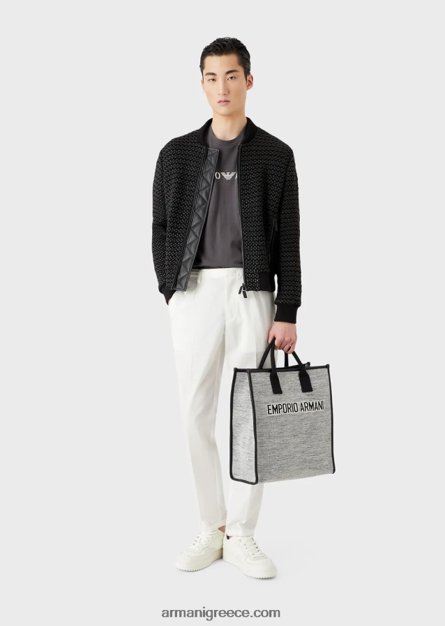 άνδρες Armani ελαφριά σατέν chino με μείγμα lyocell 4046R61495 άσπρο