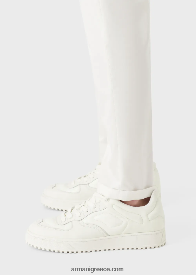 άνδρες Armani ελαφριά σατέν chino με μείγμα lyocell 4046R61495 άσπρο