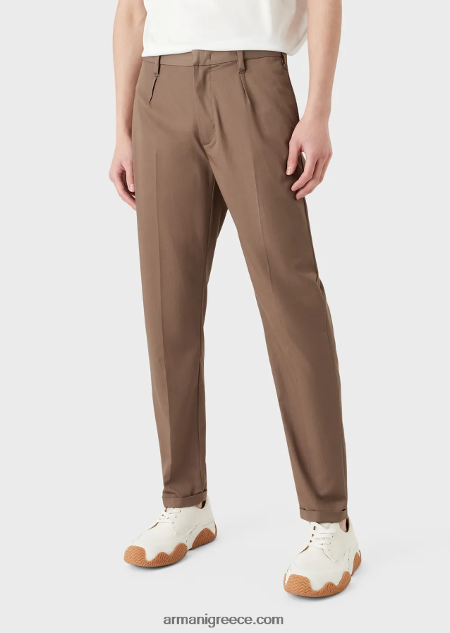 άνδρες Armani ελαφριά σατέν chino με μείγμα lyocell 4046R61496 γκρι περιστεριού