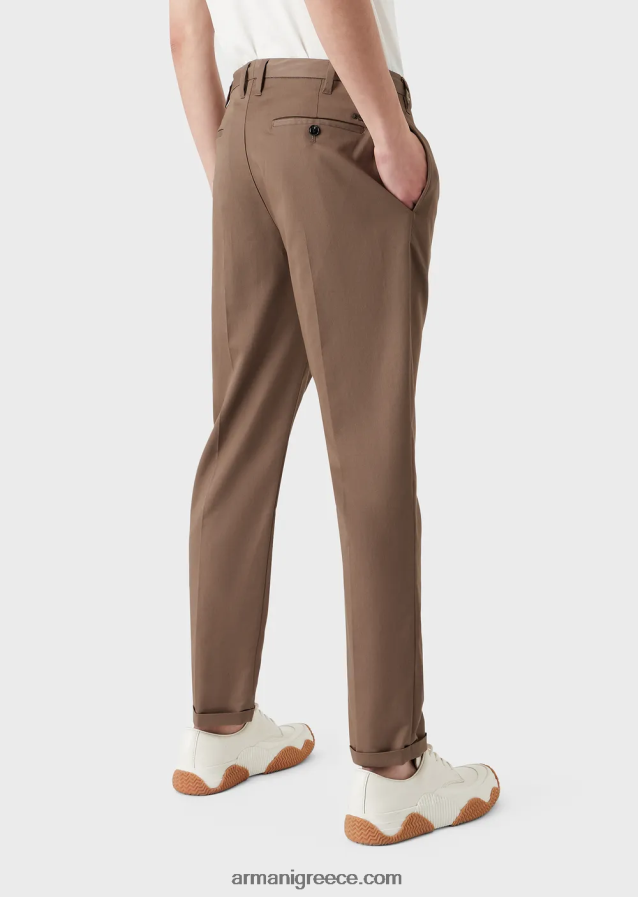 άνδρες Armani ελαφριά σατέν chino με μείγμα lyocell 4046R61496 γκρι περιστεριού