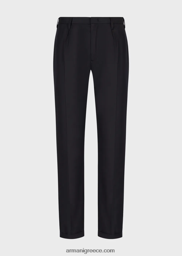 άνδρες Armani ελαφριά σατέν chino με μείγμα lyocell 4046R61497 ναυτικό μπλε