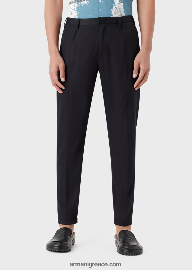 άνδρες Armani ελαφριά σατέν chino με μείγμα lyocell 4046R61497 ναυτικό μπλε