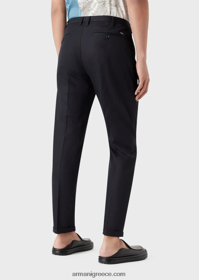 άνδρες Armani ελαφριά σατέν chino με μείγμα lyocell 4046R61497 ναυτικό μπλε