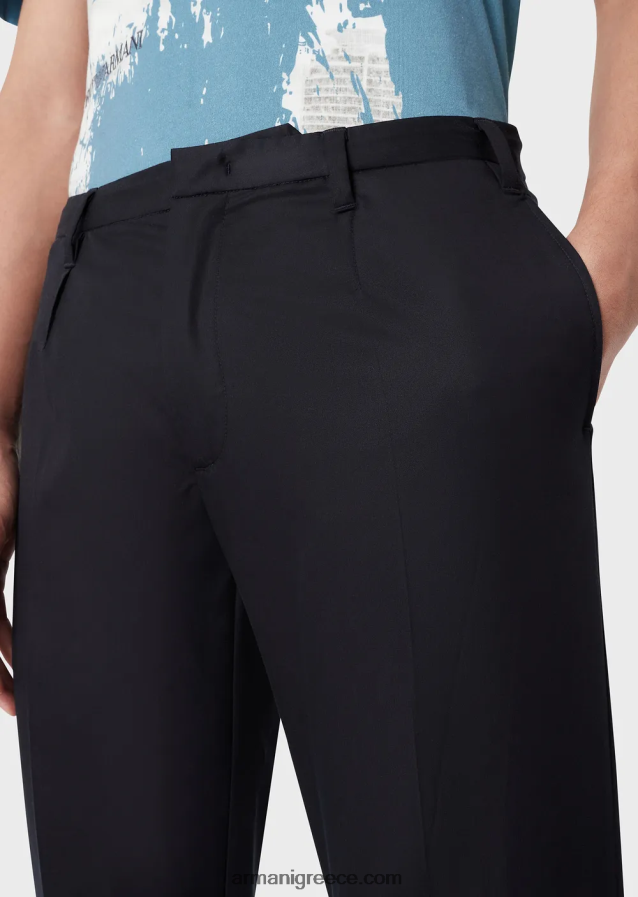 άνδρες Armani ελαφριά σατέν chino με μείγμα lyocell 4046R61497 ναυτικό μπλε