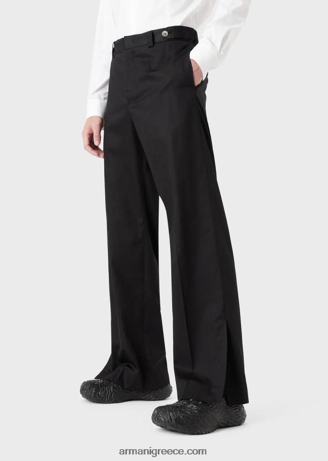 άνδρες Armani ελαφριά βαμβακερά-σατινέ chinos 4046R61458 μαύρος