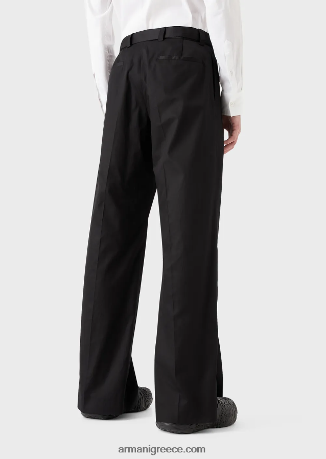 άνδρες Armani ελαφριά βαμβακερά-σατινέ chinos 4046R61458 μαύρος