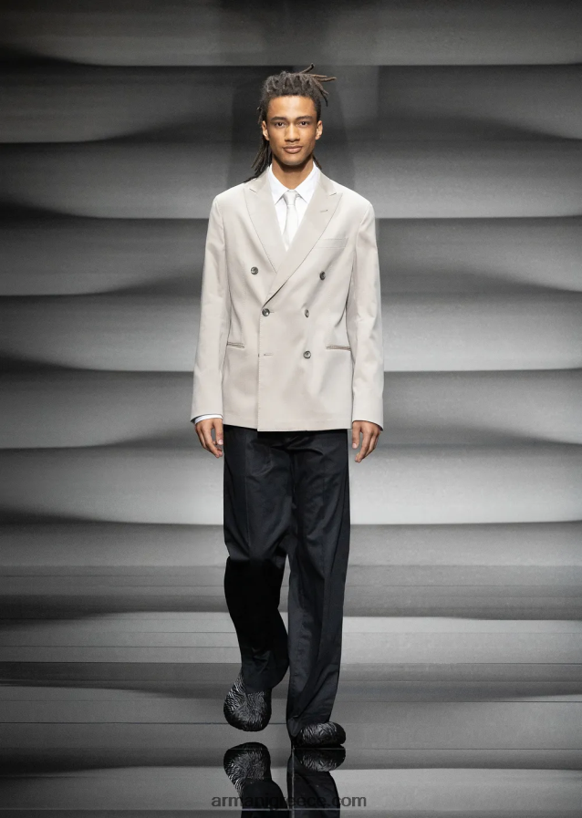 άνδρες Armani ελαφριά βαμβακερά-σατινέ chinos 4046R61458 μαύρος