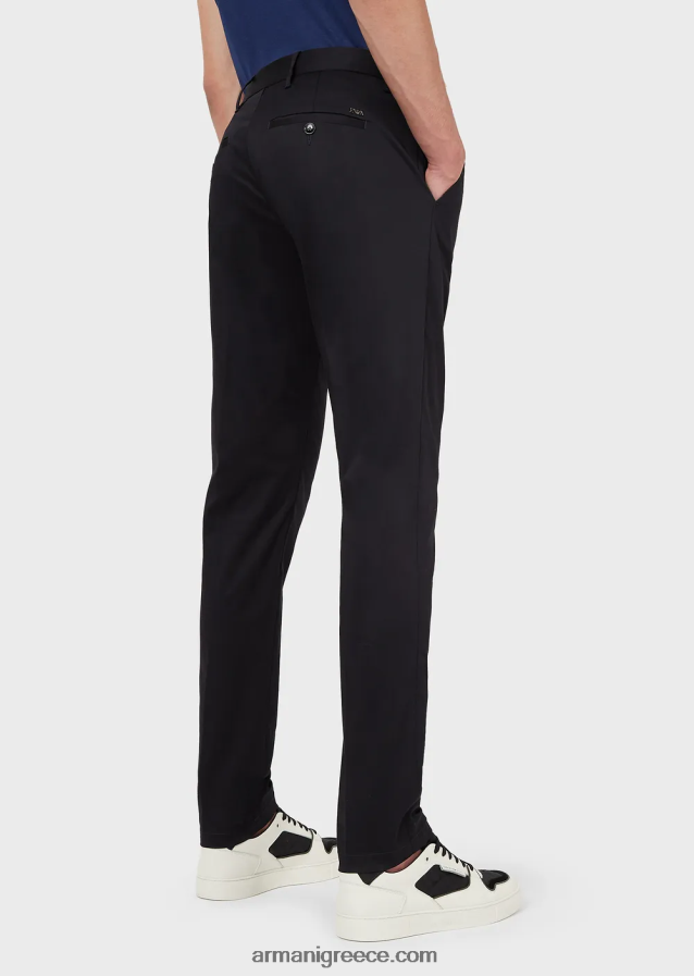 άνδρες Armani τεντωμένα βαμβακερά chinos 4046R61505 ναυτικό μπλε