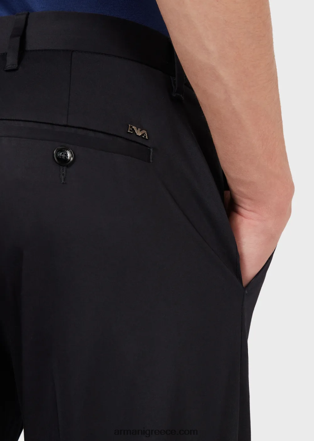 άνδρες Armani τεντωμένα βαμβακερά chinos 4046R61505 ναυτικό μπλε