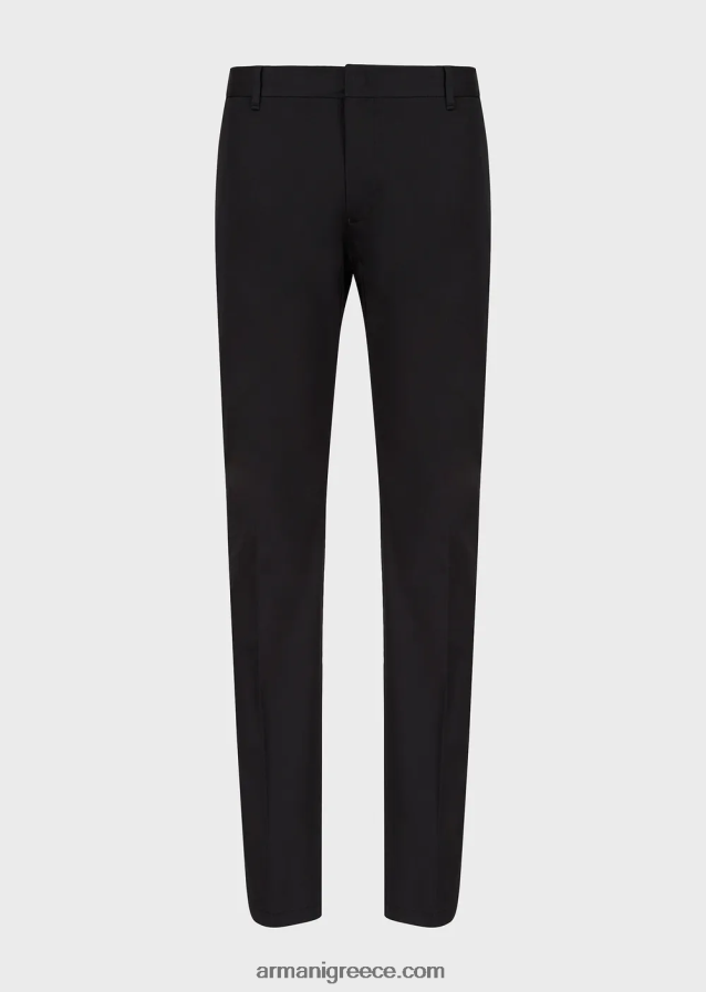 άνδρες Armani τεντωμένα βαμβακερά chinos 4046R61506 μαύρος