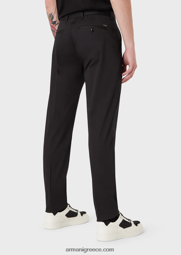 άνδρες Armani τεντωμένα βαμβακερά chinos 4046R61506 μαύρος
