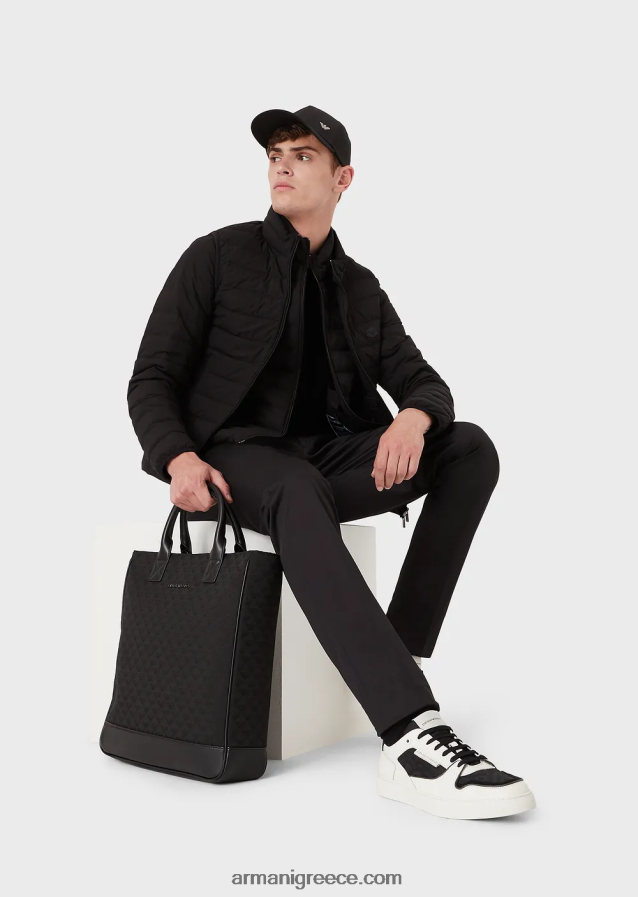 άνδρες Armani τεντωμένα βαμβακερά chinos 4046R61506 μαύρος