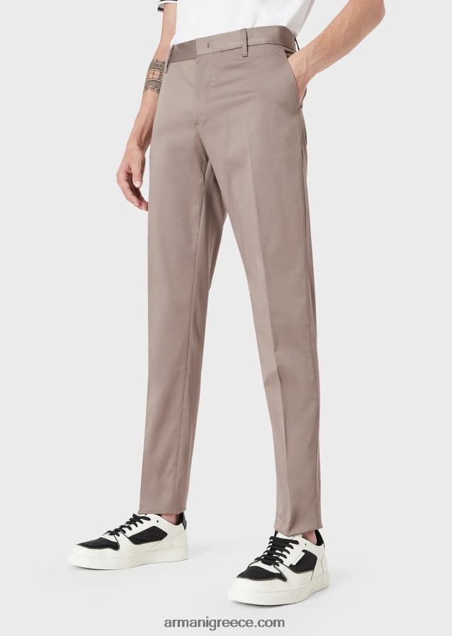 άνδρες Armani τεντωμένα βαμβακερά chinos 4046R61507 γκρι περιστεριού