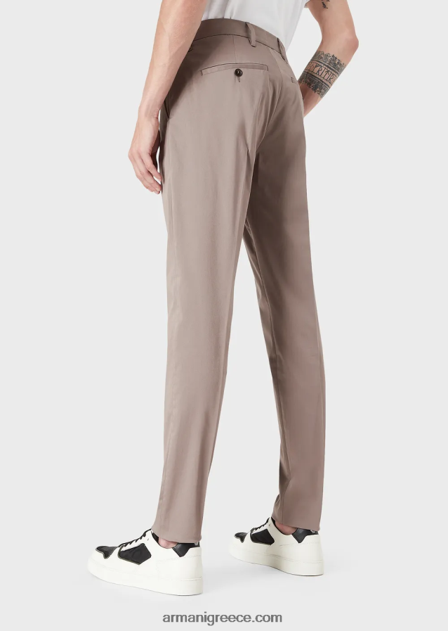άνδρες Armani τεντωμένα βαμβακερά chinos 4046R61507 γκρι περιστεριού