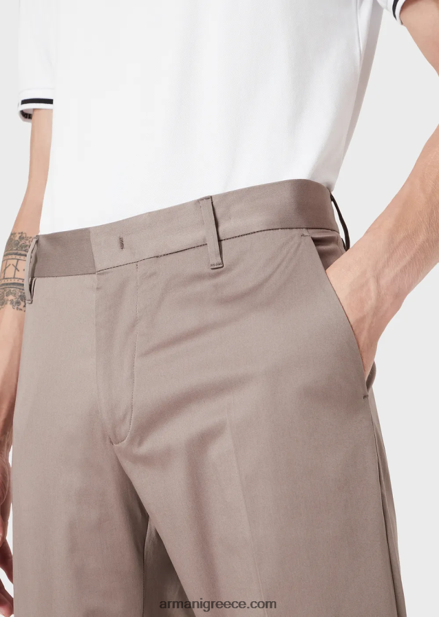 άνδρες Armani τεντωμένα βαμβακερά chinos 4046R61507 γκρι περιστεριού