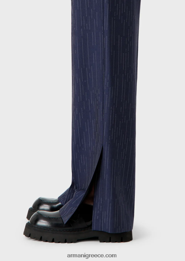 άνδρες Armani chinos σε fil coupe ριγέ τζιν ύφασμα 4046R61456 ναυτικό μπλε
