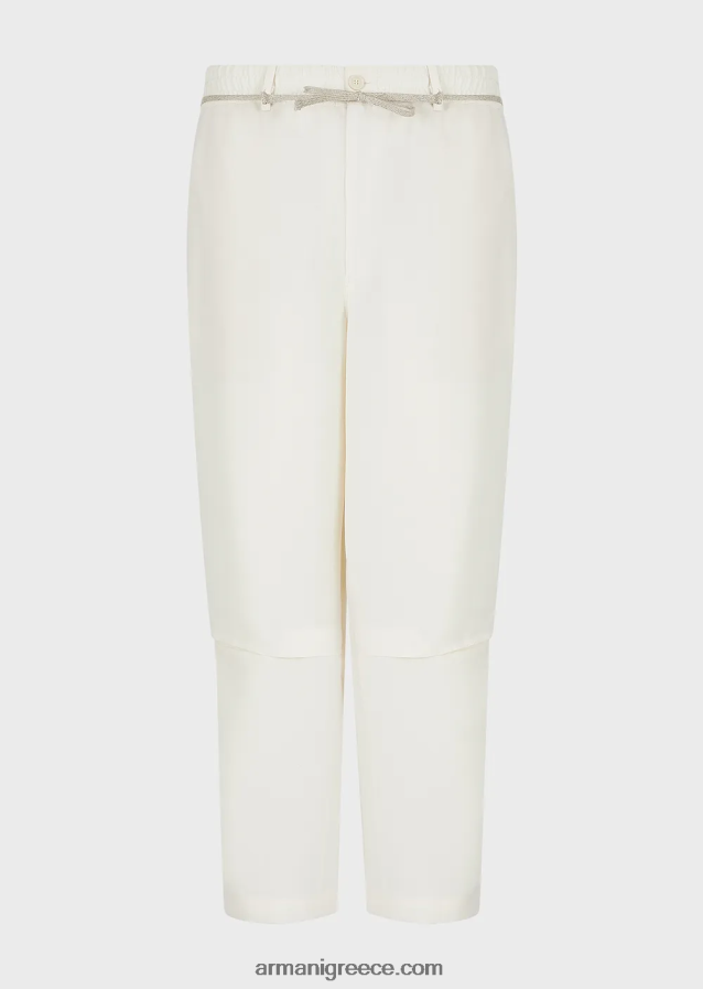 άνδρες Armani ρευστές culottes κρεπ με ζώνη σχοινιού 4046R61372