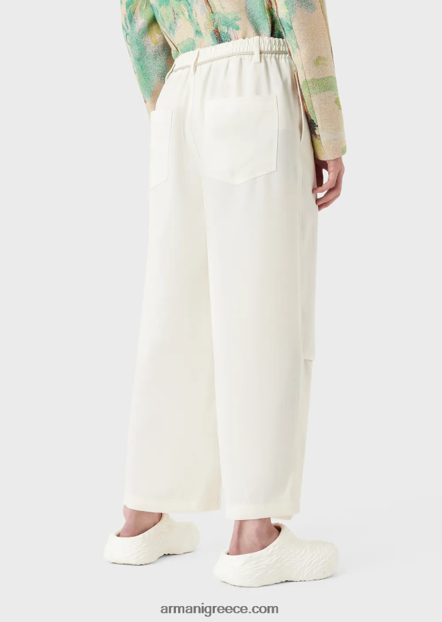 άνδρες Armani ρευστές culottes κρεπ με ζώνη σχοινιού 4046R61372