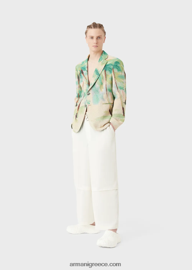 άνδρες Armani ρευστές culottes κρεπ με ζώνη σχοινιού 4046R61372