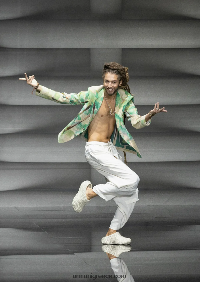 άνδρες Armani ρευστές culottes κρεπ με ζώνη σχοινιού 4046R61372