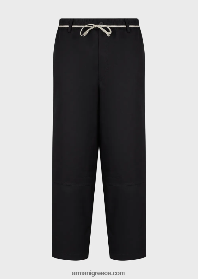 άνδρες Armani διπλές culottes gabardine με ζώνη σχοινιού 4046R61490