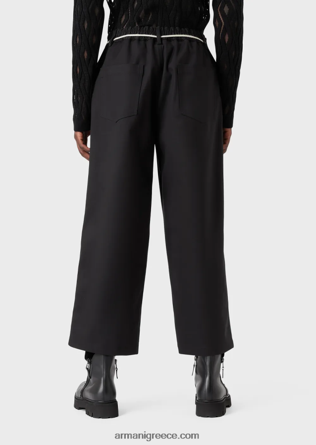 άνδρες Armani διπλές culottes gabardine με ζώνη σχοινιού 4046R61490