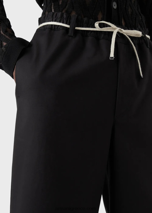 άνδρες Armani διπλές culottes gabardine με ζώνη σχοινιού 4046R61490