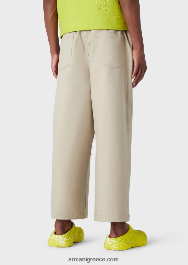 άνδρες Armani διπλές culottes gabardine με ζώνη σχοινιού 4046R61491 μπεζ