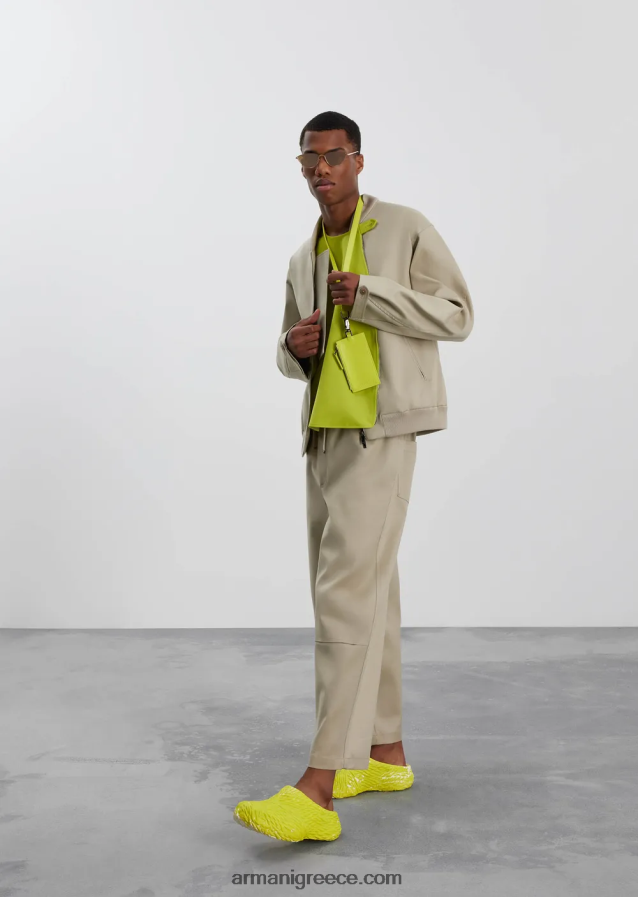 άνδρες Armani διπλές culottes gabardine με ζώνη σχοινιού 4046R61491 μπεζ