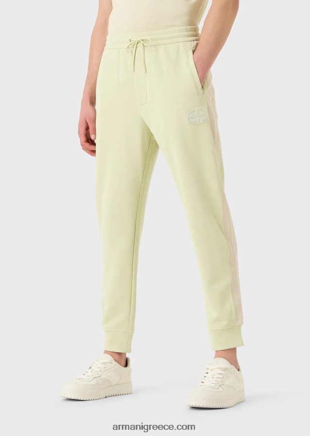 άνδρες Armani Τζέρσεϊ τζόγκερ με ea patch και ρίγες 4046R61377 ανοιχτό πράσινο