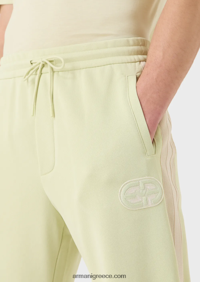 άνδρες Armani Τζέρσεϊ τζόγκερ με ea patch και ρίγες 4046R61377 ανοιχτό πράσινο