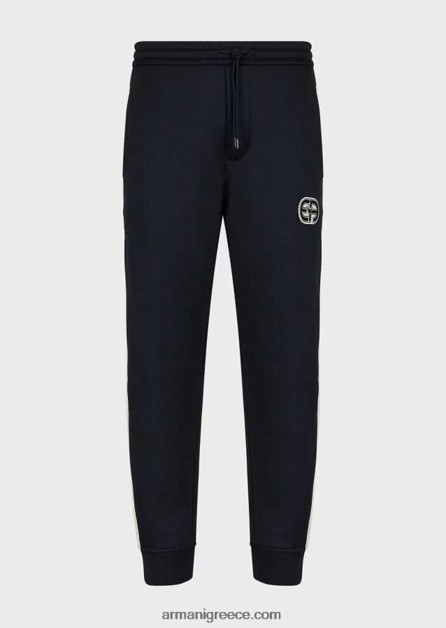 άνδρες Armani Τζέρσεϊ τζόγκερ με ea patch και ρίγες 4046R61378 ναυτικό μπλε