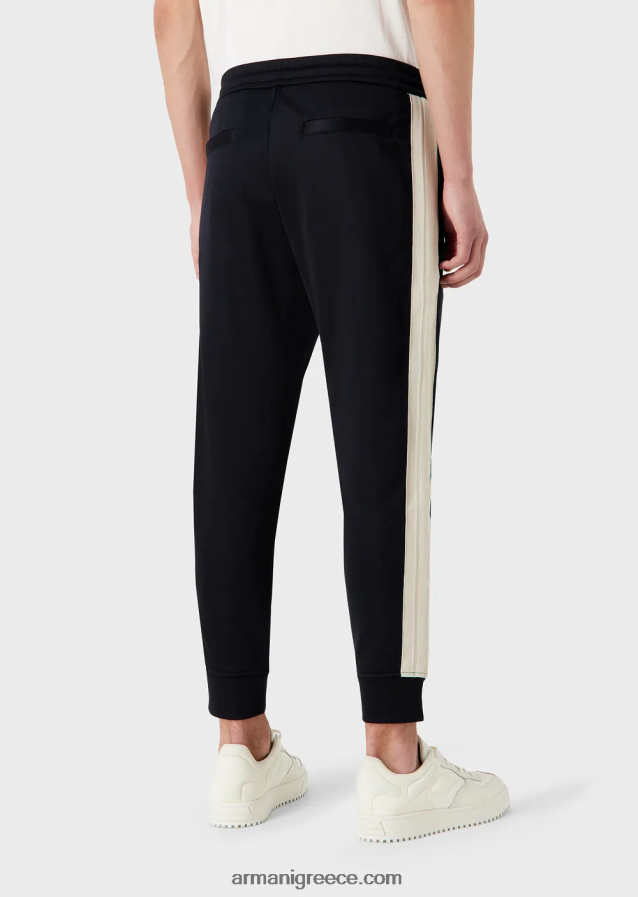 άνδρες Armani Τζέρσεϊ τζόγκερ με ea patch και ρίγες 4046R61378 ναυτικό μπλε