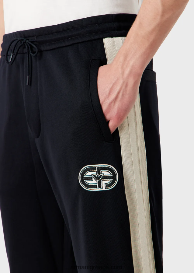 άνδρες Armani Τζέρσεϊ τζόγκερ με ea patch και ρίγες 4046R61378 ναυτικό μπλε