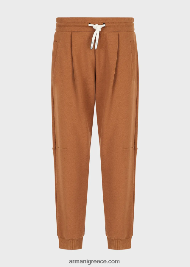 άνδρες Armani βιώσιμη συλλογή με λείο φινίρισμα οργανικά τζόγκερ από jersey-fleece 4046R61435 μπεζ
