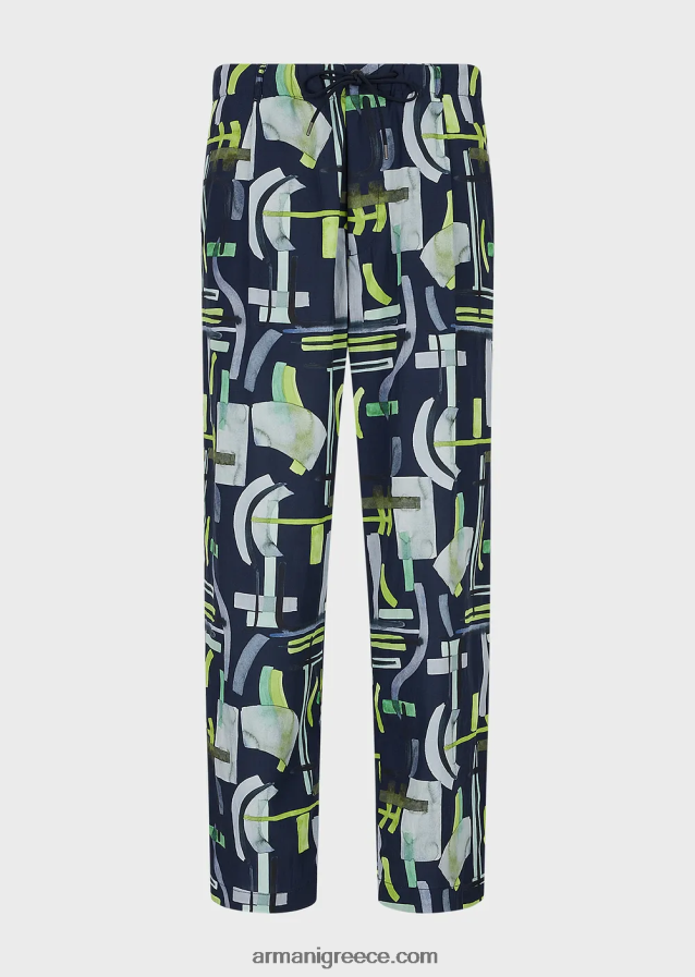 άνδρες Armani Παντελόνι με κορδόνια περίσφιξης με μοτίβο lyocell 4046R61367 πρότυπο