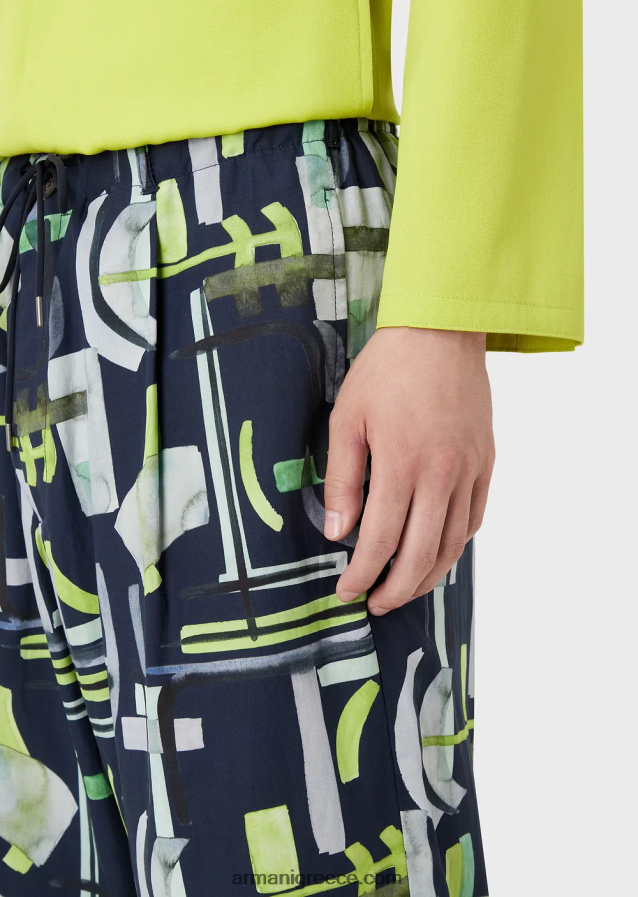 άνδρες Armani Παντελόνι με κορδόνια περίσφιξης με μοτίβο lyocell 4046R61367 πρότυπο