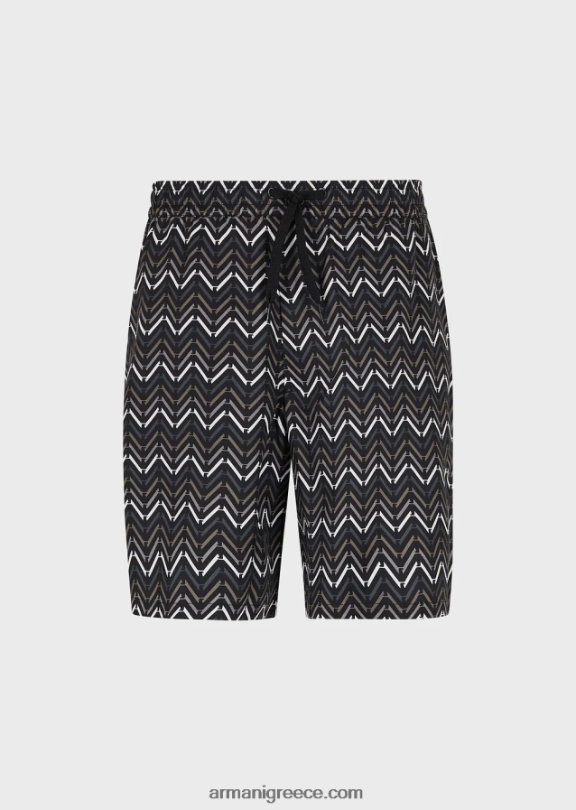 άνδρες Armani Παντελόνι lyocell με σχέδιο με κορδόνι περίσφιξης 4046R61404 πρότυπο