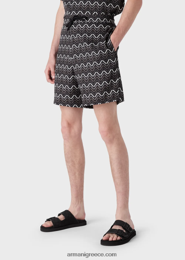 άνδρες Armani Παντελόνι lyocell με σχέδιο με κορδόνι περίσφιξης 4046R61404 πρότυπο