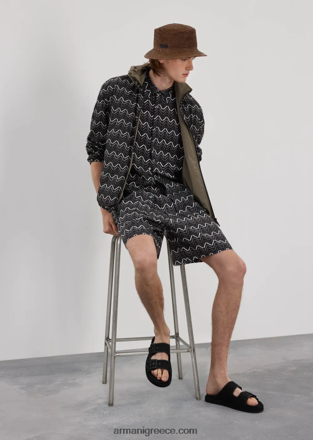 άνδρες Armani Παντελόνι lyocell με σχέδιο με κορδόνι περίσφιξης 4046R61404 πρότυπο