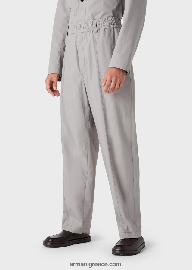 άνδρες Armani παντελόνι με κορδόνι ποπλίνας pima 4046R61471 ανοιχτό γκρι