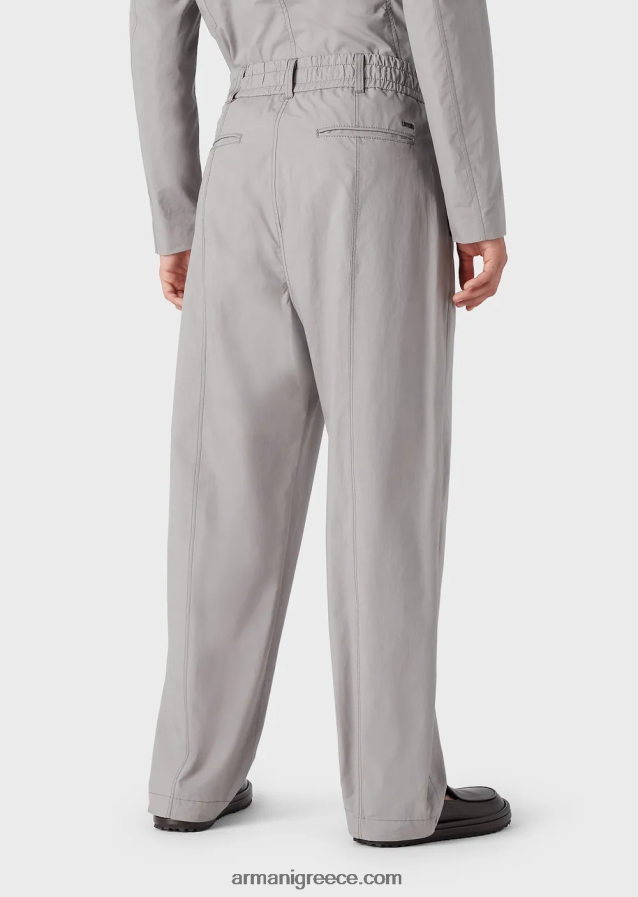 άνδρες Armani παντελόνι με κορδόνι ποπλίνας pima 4046R61471 ανοιχτό γκρι